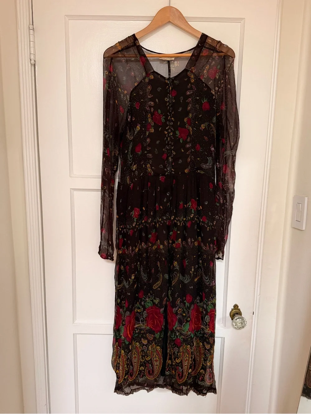 Late 1960s Vintage Miss Selfridge Indian paisley floral Maxi dress Size Medium - Picture 4 of 17